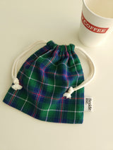 Check string pouch - navy L