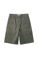 パネルドカーゴポケットヘリンボーンツイルショーツ (Washed Khaki)