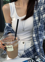 エブリンステッチーモダルUネックスリーブレス / 4カラーズ