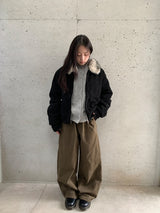 Sanpori Quilted Boucle Fur Collar Short Jacket