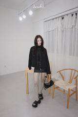 London black denim casual zip-up jacket