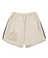 Embroidery Track Waffle Shorts - Cream