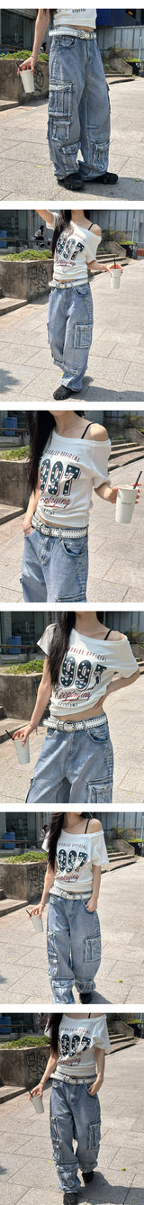 [Unisex] マルチカーゴデニムパンツ(3color)