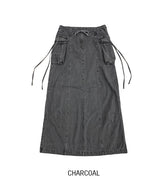 Pigmented Rope Cut Cargo Long Skirt
