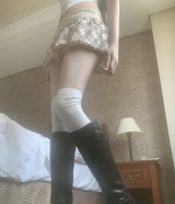 Chechena Beige Check Skirt