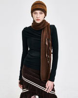 Ribbon Tied Muffler _ BROWN