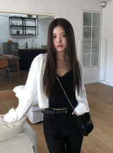 Doobie Soft Fur Button Long Sleeve Cardigan