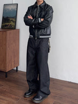 Twin Line Leather Jacket (2color) (No.995)