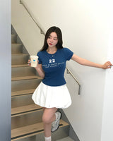 [MADE/7color] タイニーリブレタリング半袖Tシャツ