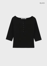 [B-BASIC] Tension Standard Henley Neck 3/4 Sleeve T-shirt (2size)