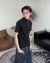 Ferrer Ribbed Half Zip-Up Short Sleeve Tee