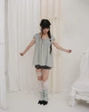  LACE LAYERED OVER KNEESOCKS / MINT