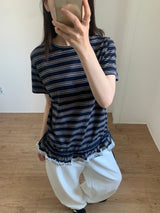 ピンレースクルーネックTシャツ (3color)