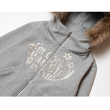 SHINE FUR-HOODIED 2WAY ZIP UP HOODIE GRAY