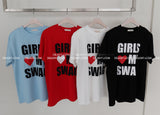 ハートレタリングショルダーパッドオーバーサイズフィット半袖Tシャツ