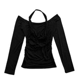 Drape Cowl Neck Halter Off-Shoulder