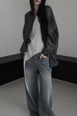 see-through overfit twinkle shirt (4color)