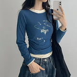 シャーリング ロングスリーブ Tシャツ、ルード スリムフィット ロングスリーブ (5 colors)