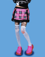 ピンキーチェックリボンスカート