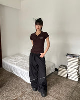 Erem Zipper String Two-Way Banded Wide Cargo Pants