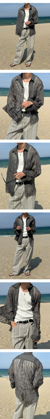 [Unisex] Summer check linen shirts(2color)
