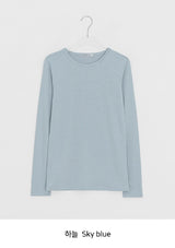 ベルタリーカラーラウンド長袖Tシャツ