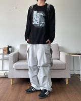 シャドープリント長袖Tシャツ