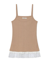 CHECKERED LACE SLEEVELESS(BROWN)