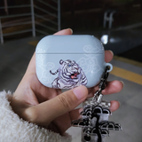 tiger airpods / Buds case- pale blue-green color