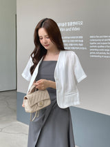 Koren V-neck Linen Short Sleeve Jacket