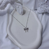 Melting Ribbon Rhinestone Chain Choker Layered Necklace