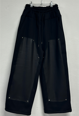ストリング💙レザーダブルリベットロングパンツ💙🖤2カラー