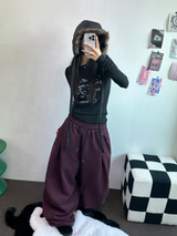 PARACHUTE TWO PINTUCK BALLOON LONG WIDE PANTS 🖤🩶💜🤎🩷5COLOR