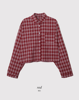 #レッドオータムチェッククロップシャツ (3color)