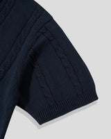 Tiban Cable Knit Short‑Sleeve Cardigan