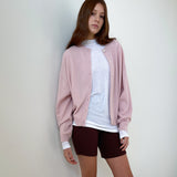 Loose Fit  Round Neck Knit Cardigan _Light Pink