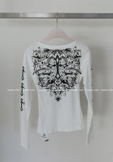クロムクロスVネック長袖Tシャツ