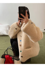 wool kitsch button round fur jacket