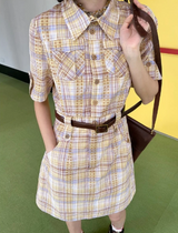  Vertical stripe short-sleeved shirt dress