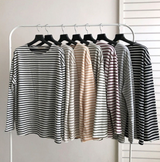 シャロウストライプオーバーサイズ長袖Tシャツ