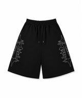 スタッド ニードル ウォーク バミューダ スウェット パンツ -ブラック