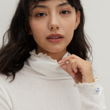 コントラストインターロックタートルネックTシャツ ホワイト