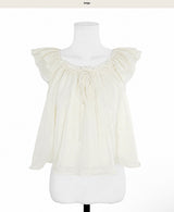 awning off-shirring chiffon flare bl