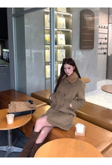 Lux wool belt padded half coat