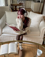 [wool30%] ウッズケーブル ツーウェイニット フード付きジップアップ