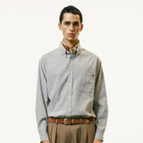chest pocket tip oxford shirt grey