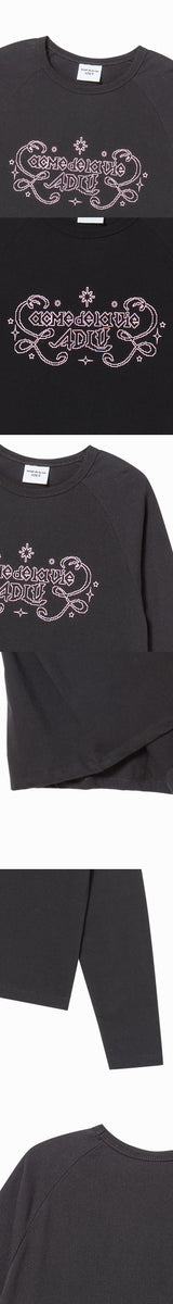 25FW WOMAN プリンセスフォント長袖Tシャツ ブラック