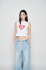 25SS アグリーハートクロップスリーブレス ホワイト