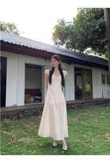 Ivory Punching Layered Long Dress