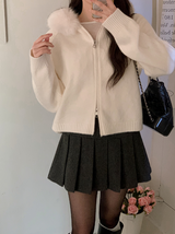 #2WAY ファーフードジップアップニット (3color)